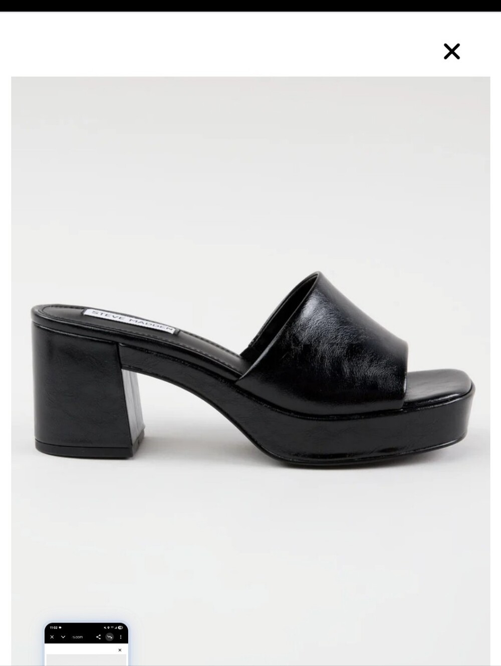 Steve Madden Black Chunky Heel Slide Sandals - Picture 3 of 7